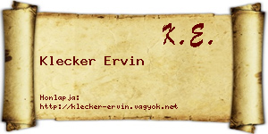 Klecker Ervin névjegykártya