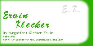 ervin klecker business card